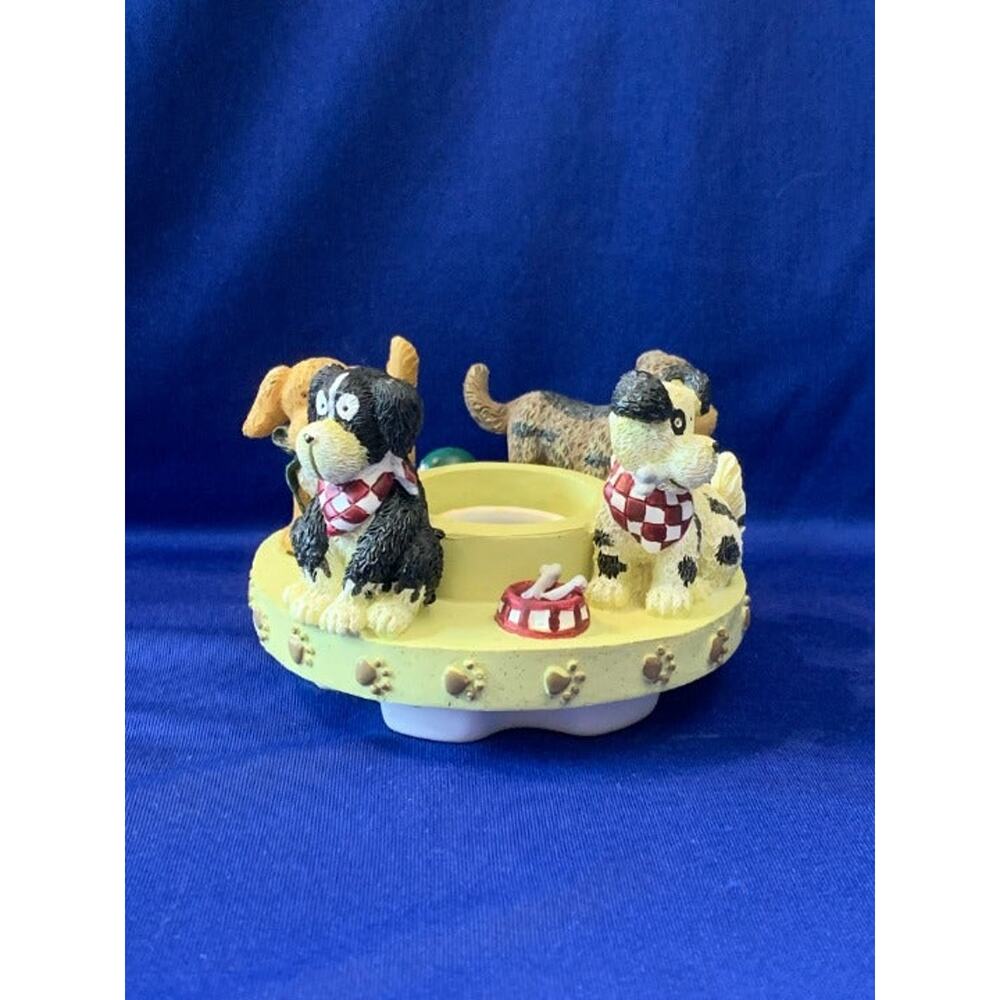Four Puppies Having Fun Candle Capper by Deb Strain